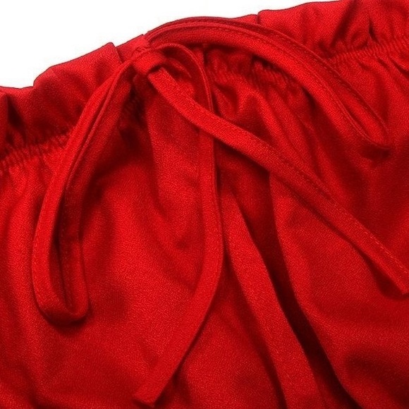 Boho festival Off shoulder Red crop top - Picture 6 of 6